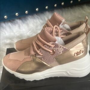 GBG Los Angeles Pink and Gold High-Top Sneakers